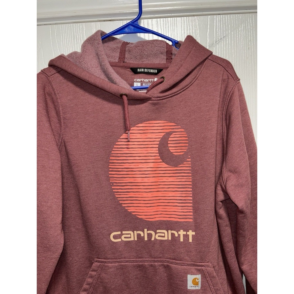 Carhartt Hoodie Womens L Rain Defender Relaxed Fit Midweight Logo‎ Sweatshirt